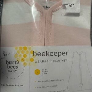 Burt's Bees Baby Pink and White Wearable Blanket